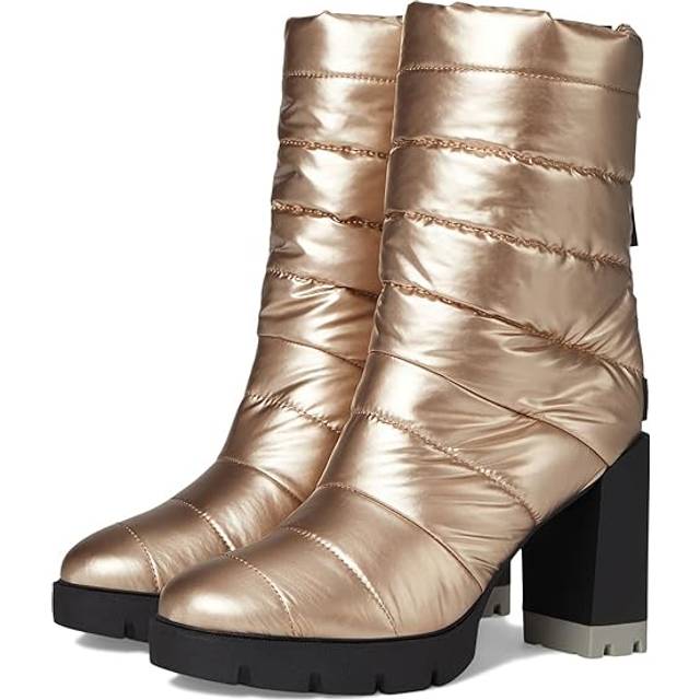 Naturalizer Think Royln Crosswalk Water Repellent Bootie Boots, Cashmere High Shine Nylon Fabric, 6.0M Round Toe, Block Heels, Zip Closure