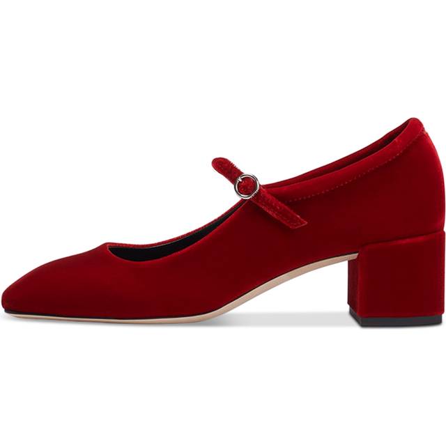 Aeyde Red Aline Velvet Mary-Jane Heels - Red - IT 40
