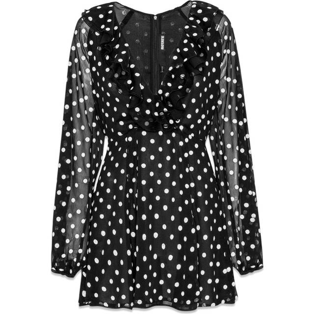 ROTATE BIRGER CHRISTENSEN Chiffon Ruffle Mini Dress |Svart |40