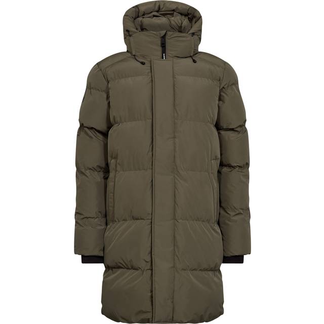 Superdry Hooded Sports Puffer Mid Length Jacket Dusty Olive Green