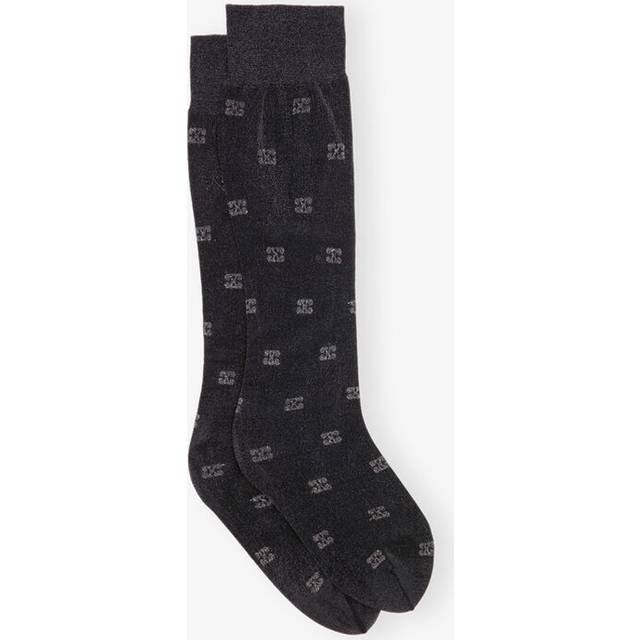 GANNI Black Glitter Butterfly Lace Socks - 099 Black - XS-S