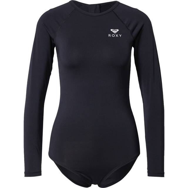 Women's Roxy Womens Essentials UPF 50 Zip Up Swimsuit - Anthracite - Black/Grey - Size: L