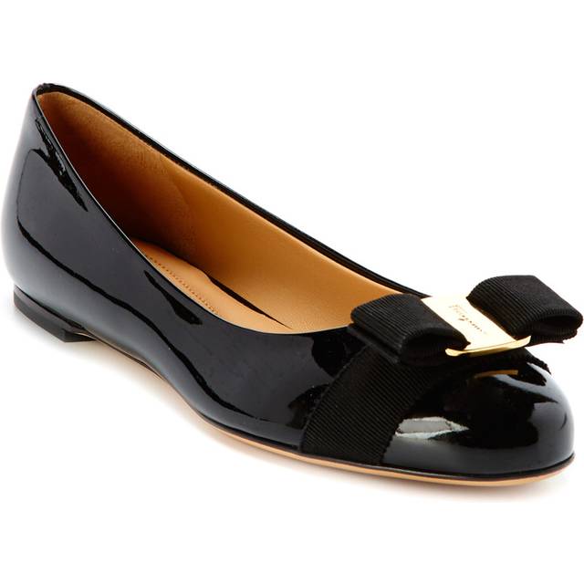 Ferragamo Black Varina Ballerina Flats - 551 NERO - US 4.5