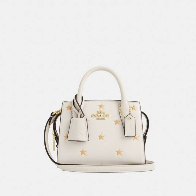 Coach Womens Andrea Mini Carryall in Star Print - White Leather - One Size