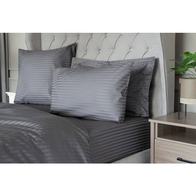 Plain Dye 540 TC 100% Cotton Fitted Sheet - Charcoal (Kingsize (5&#39;))
