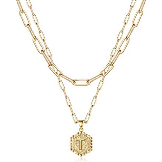 M MOOHAM Dainty Layered Initial Necklaces for Women Trendy - Necklaces for Women Cute Letter Initial L Necklace Choker Necklace Gold Layered Necklaces