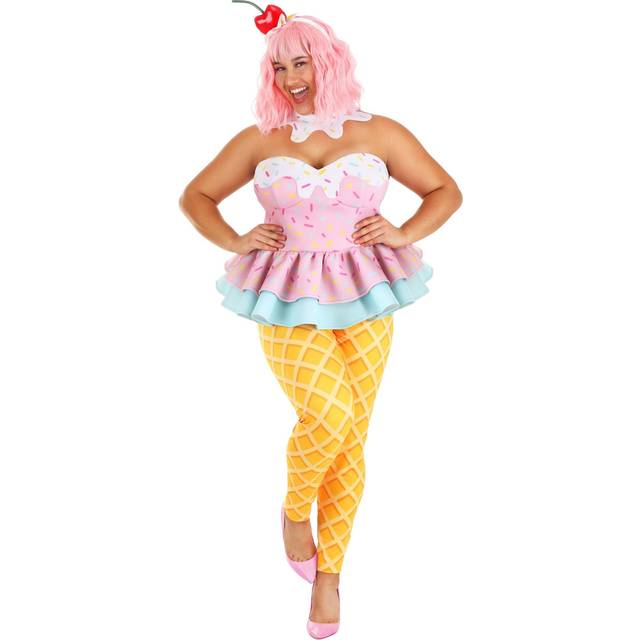 Plus Size Sweet Treat Ice Cream Women&#39;s Costume - Orange&#47;Pink&#47;White (1X)