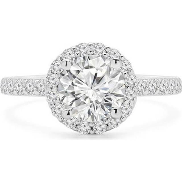 Majesty Diamonds MD240196-6.5 1.75 CTW Round Lab Created Diamond Open Bridge Cathedral Halo Engagement Ring in 14K White Gold - Size 6.5