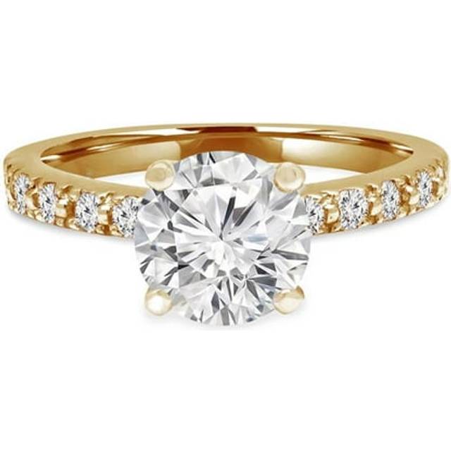 Majesty Diamonds MD240195-4.5 1.75 CTW Round Lab Created Diamond Solitaire with Accents Engagement Ring in 14K Yellow Gold - Size 4.5