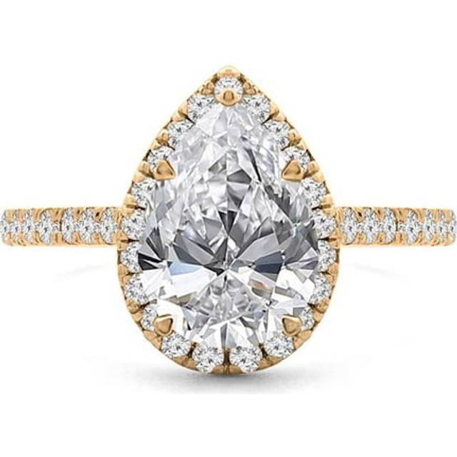 Majesty Diamonds MD240077-P 1.5 CTW Pear Diamond Pear Halo Engagement Ring with Accents in 14K Yellow Gold - Size 4 to 9