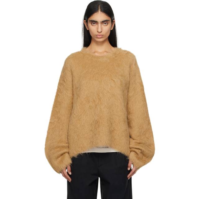 TOTEME Taupe Boxy Alpaca Knit Sweater - TRUFFLE MELANGE 236 - M-L