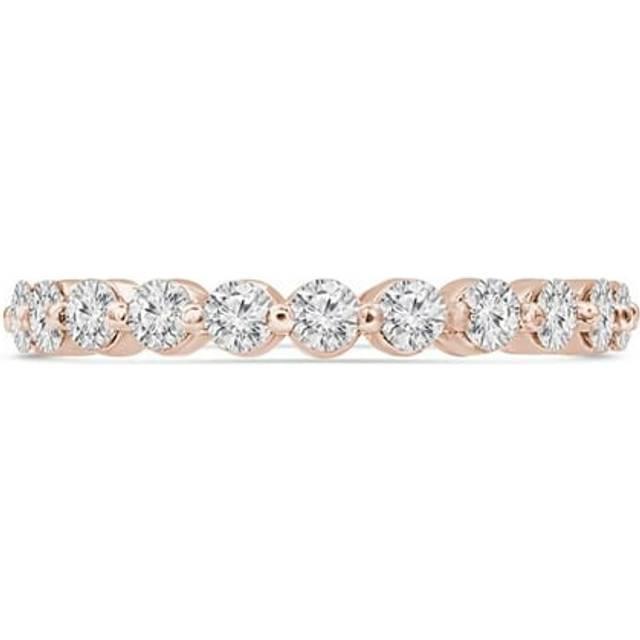 Majesty Diamonds MD230305-8.5 0.8 CTW Round Diamond 0.75 Way Shared-Prong Semi-Eternity Anniversary Wedding Band Ring in 14K Rose Gold - Size 8.5