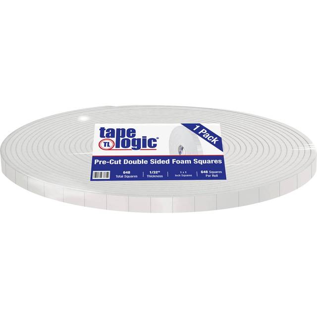 Tape Logic T95216 1 x 1 in. 0.0312 in. Thick Polyethylene Double Sided Foam Squares, White - Roll of 648