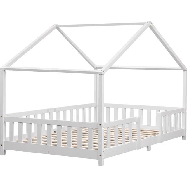 Hussäng Treviolo med sängskydd 200x120cm furu vit max. belastning 200 kg [en.casa]