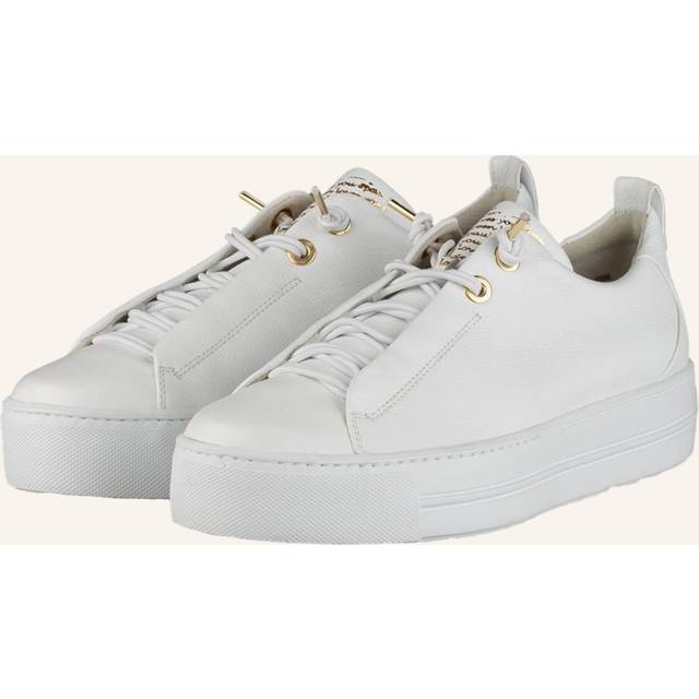 (4 (Adults')) 5017-00 | White/Gold Leather | Womens Slip On Trainers