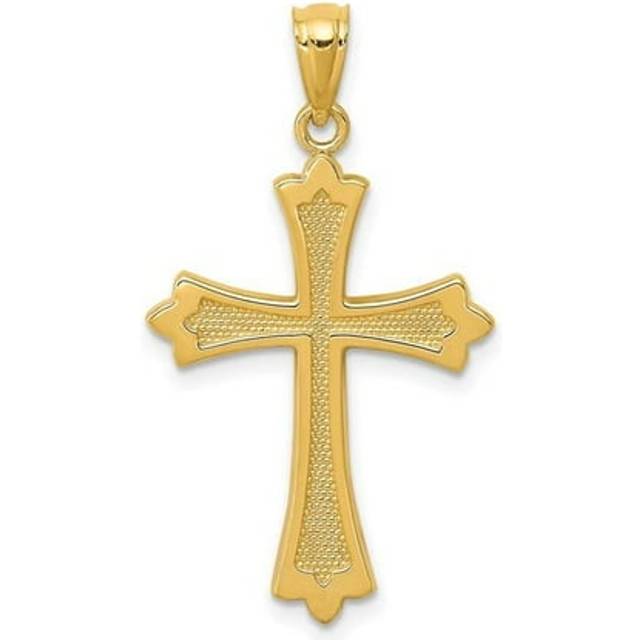 14K Yellow Gold Budded Cross Pendant