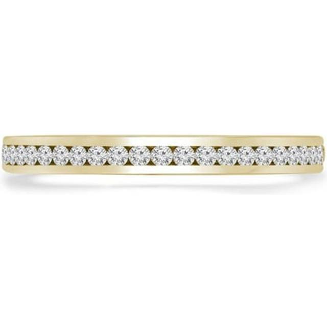 Majesty Diamonds MD230300-9 0.25 CTW Round Diamond 0.75 Way Channel Set Semi-Eternity Anniversary Wedding Band Ring in 14K Yellow Gold - Size 9