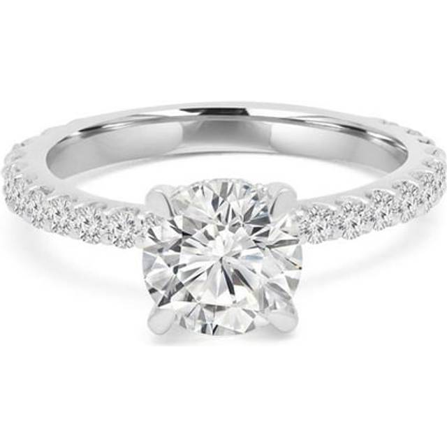 Majesty Diamonds MD240191-P 2.5 CTW Round Lab Created Diamond Tapered Solitaire with Accents Engagement Ring in 14K White Gold - Size 4 to 9
