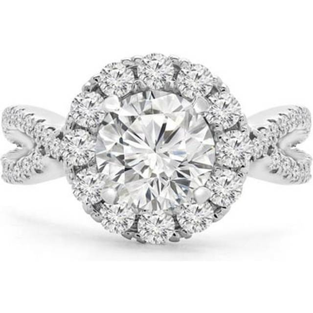 Majesty Diamonds MD240114-6 2.25 CTW Round Lab Created Diamond Twisted Split-Shank Halo Engagement Ring in 14K White Gold - Size 6
