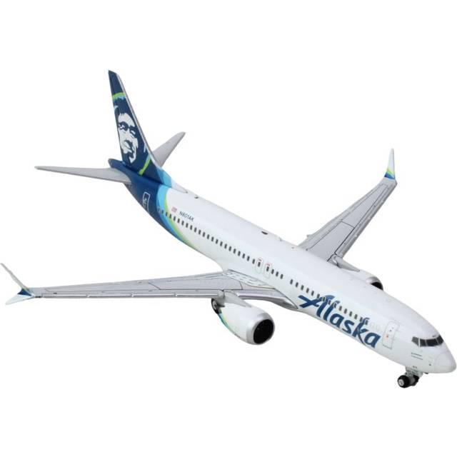 Boeing 737 MAX 8 Commercial Aircraft &#34;Alaska Airlines&#34; (N801AK) White with Blue Tail 1/400 Diecast Model Airplane by GeminiJets