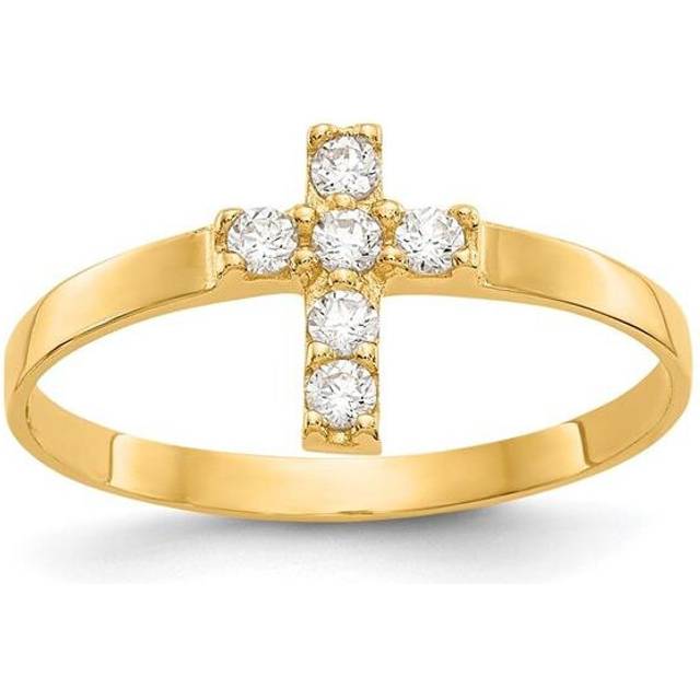 14K Yellow Gold Madi K CZ Cross Baby Ring - Size 3
