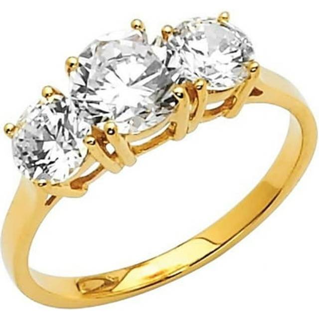 Precious Stars Jewelry 14k Yellow Gold 1 3/4ct TGW Round-cut Diamonette Engagement Ring