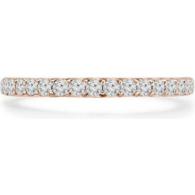 Majesty Diamonds MD240225-3.5 0.5 CTW Round Diamond 0.75 Way Semi-Eternity Anniversary Wedding Band Ring in 14K Rose Gold - Size 3.5