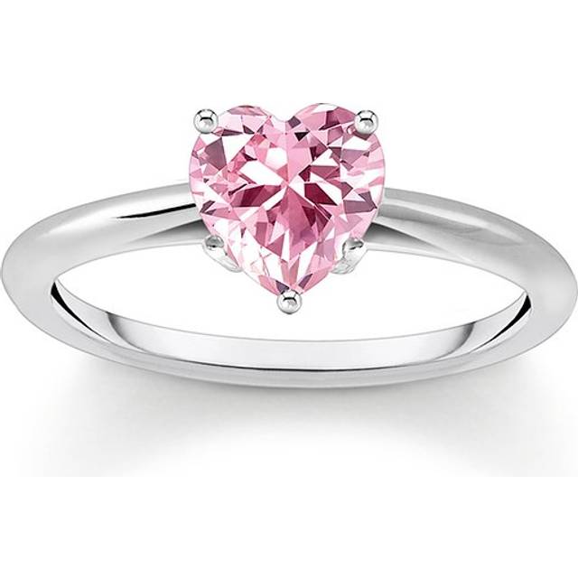 Thomas Sabo Silver ring with pink, heart-shaped zirconia pink TR2476-051-9-52 - pink/silver-coloured