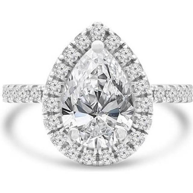 Majesty Diamonds MD240141-7.5 2.16 CTW Pear Diamond Pear Halo Engagement Ring with Accents in 14K White Gold - Size 7.5