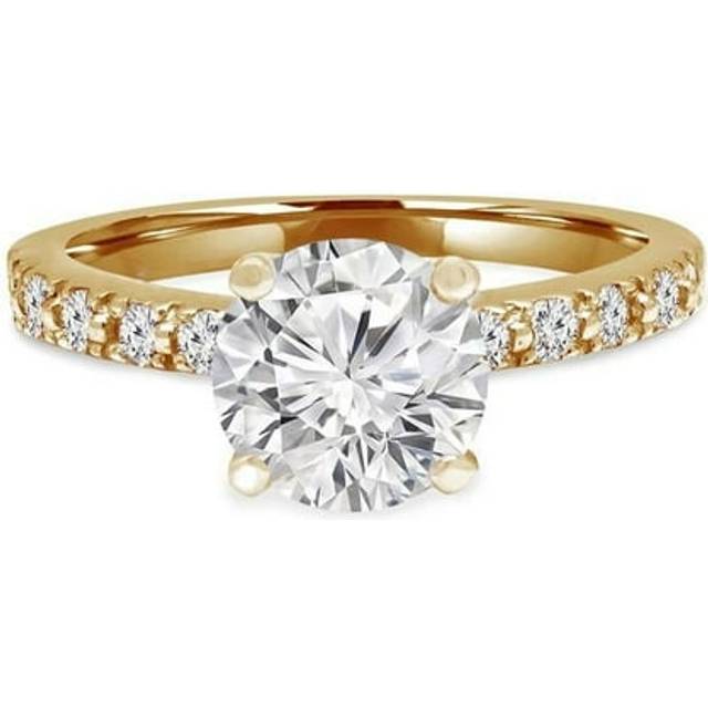 Majesty Diamonds MD240195-8 1.75 CTW Round Lab Created Diamond Solitaire with Accents Engagement Ring in 14K Yellow Gold - Size 8
