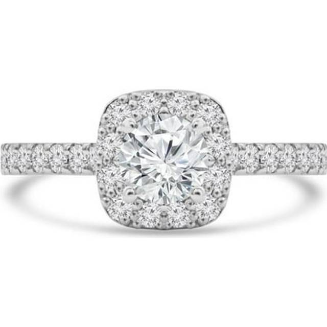 Majesty Diamonds MD240261-P 1.05 CTW Round Lab Created Diamond Cathedral Solitaire with Accents Engagement Ring in 14K White Gold - Size 4 to 9