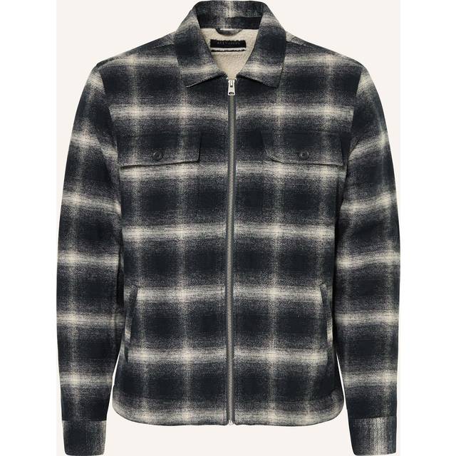 AllSaints Marley Checked Harrington Jacket - Dark Blue, Dark Blue, Size M, Men