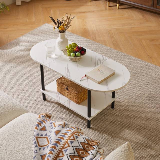 Ravenne Coffee Table with Storage - White (109.73cm H X 225.81cm W X 103.12cm D)