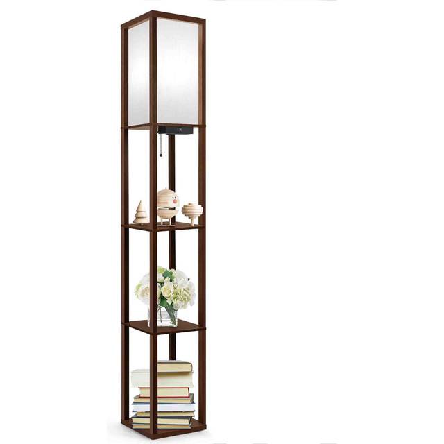 Rejeania 160cm Column Floor Lamp - Walnut (160cm H X 26cm W X 26cm D)