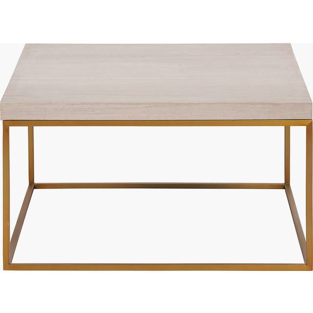 Pacific Lifestyle Madison Beige Granite And Burnished Gold Metal Square Coffee Table, Cream
