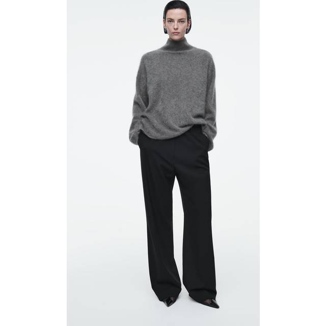 Elasticated Tailored Wool Trousers - Black - 44