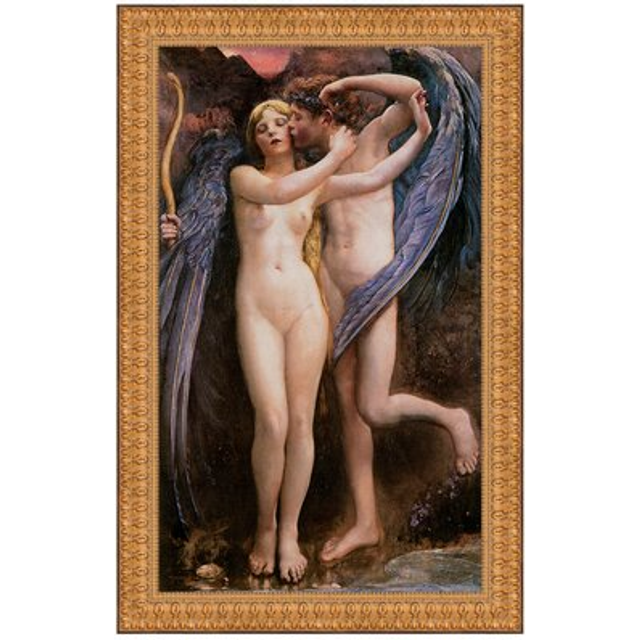 Cupid And Psyche Framed Canvas Replica Painting: Grande