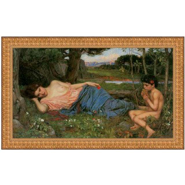 Listen To My Sweet Pipings Framed Canvas Replica Painting: Large