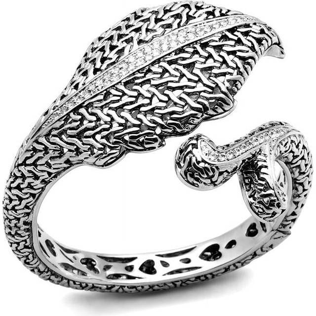 Alamode LO2618 Women Rhodium Brass Bangle with AAA Grade CZ in Clear - Gold