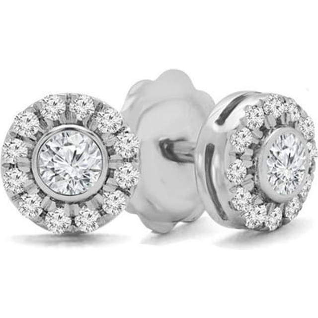 Majesty Diamonds MD240242 0.33 CTW Round Diamond Bezel Set Stud Earrings in 14K White Gold