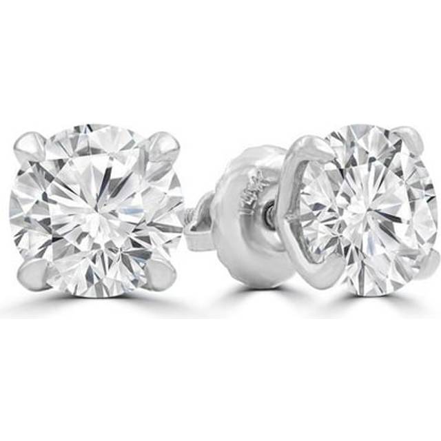 Majesty Diamonds MD240270 3 CTW Round Lab Created Diamond 4-Prong Stud Earrings in 14K White Gold