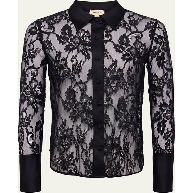 L'AGENCE Reims Lace Shirt In Black - XS