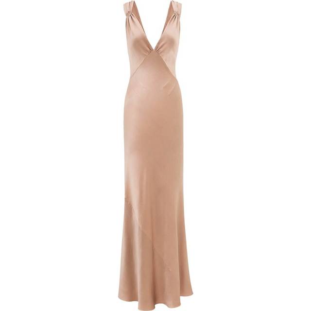 Saint Laurent, Gowns, female, Pink, M, Blush Pink Satin Long Dress