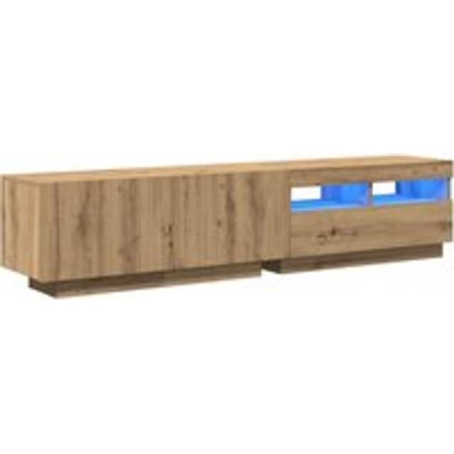 TV-bänk med LED-lampor artisan ek 180x35x40 cm konstruerat trä