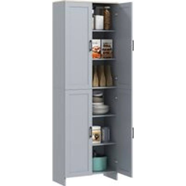 HOMCOM Modern Kitchen Cupboard Storage Cabinet with 6 Shelves, Grey