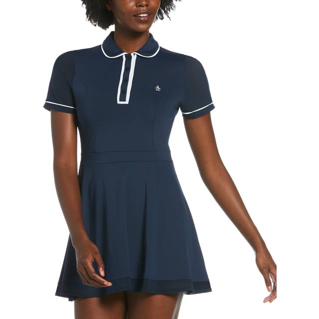 Original Penguin Women&#39;s Veronica Golf Dress in Black Iris Blue, Size Medium, Recycled Polyester/Elastane (M)