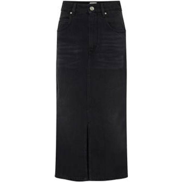 Isabel Marant Falda Tilauria Midi Nederdel Med Slids - Sort