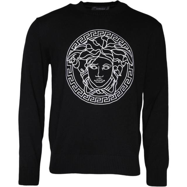 Black Medusa Embroidery Crew Neck Pullover Sweater - IT46 | S