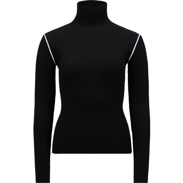Extra Fine Wool Ribbed Turtleneck Sweater - BLACK - 0 (X-Small)