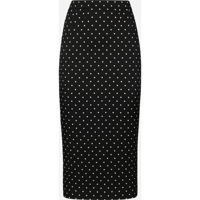 Dolce & Gabbana Charmeuse Calf-length Pencil Skirt With Polka-dot Print - Woman Skirts Print 38